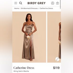 Birdy Grey Catherine Dress in Mocha Shiny Satin